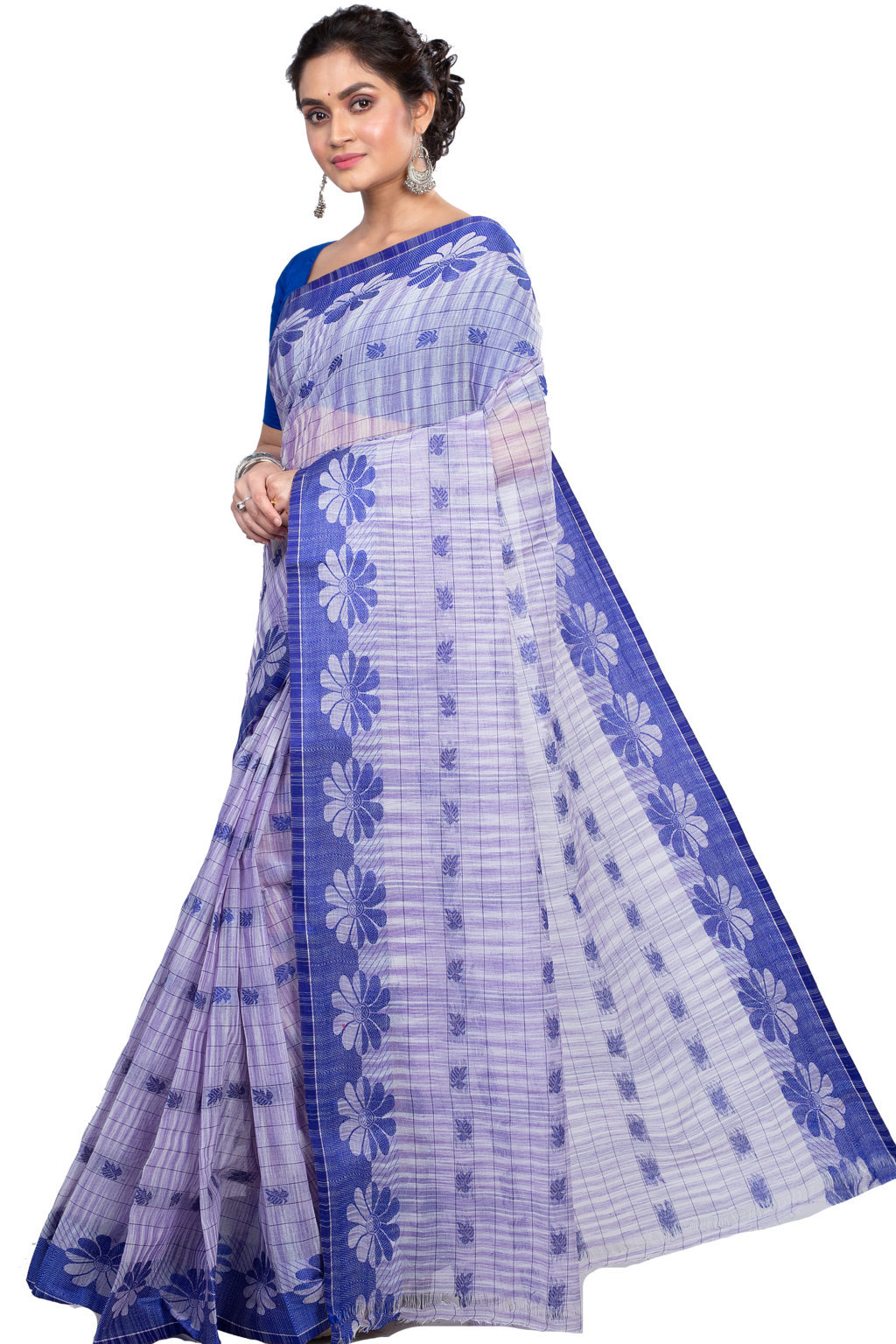 Parpel Blue Pure Cotton KotkiTat Tant Saree (891)